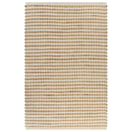 vidaXL Hand-Woven Jute Area Rug Fabric 120x180 cm Natural and White