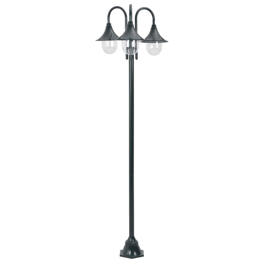 vidaXL Garden Post Light E27 220 cm Aluminium 3-Lantern Dark Green