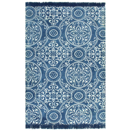 vidaXL Kilim Rug Cotton 120x180 cm with Pattern Blue