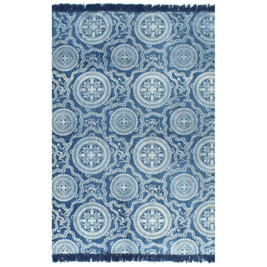 vidaXL Kilim Rug Cotton 160x230 cm with Pattern Blue