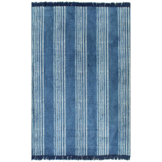vidaXL Kilim Rug Cotton 160x230 cm with Pattern Blue