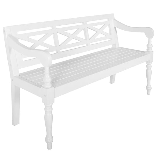 vidaXL Batavia Bench 136 cm Solid Mahogany Wood White
