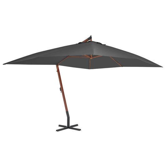 vidaXL Cantilever Umbrella with Wooden Pole 400x300 cm Anthracite
