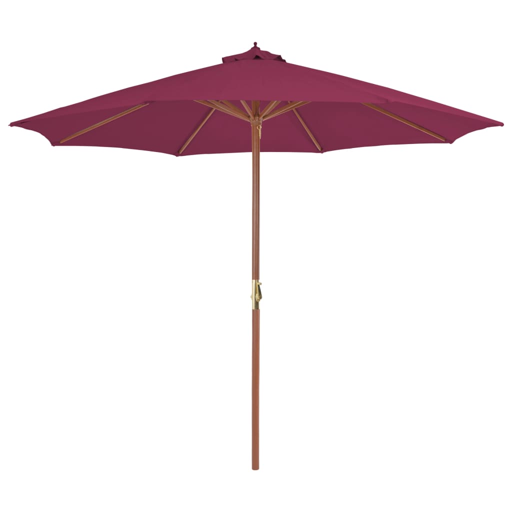 vidaXL Outdoor Parasol with Wooden Pole 300 cm Bordeaux Red