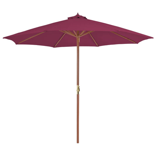 vidaXL Outdoor Parasol with Wooden Pole 300 cm Bordeaux Red