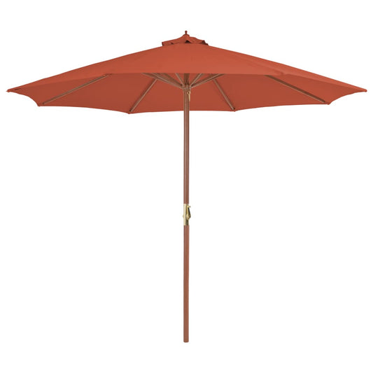 vidaXL Outdoor Parasol with Wooden Pole 300 cm Terracotta