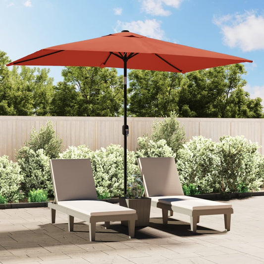 vidaXL Outdoor Parasol with Metal Pole 300x200 cm Terracotta