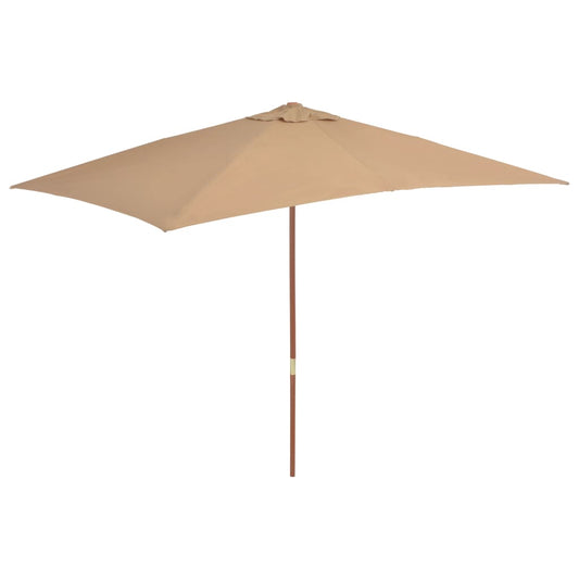vidaXL Outdoor Parasol with Wooden Pole 200x300 cm Taupe