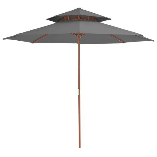 vidaXL Double Decker Parasol with Wooden Pole 270 cm Anthracite