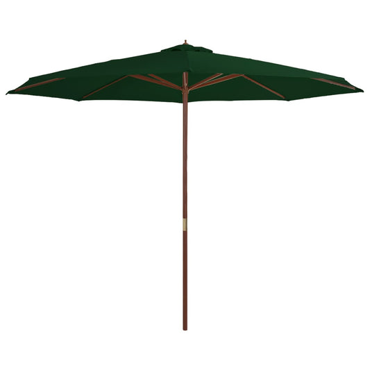 vidaXL Outdoor Parasol with Wooden Pole 350 cm Green
