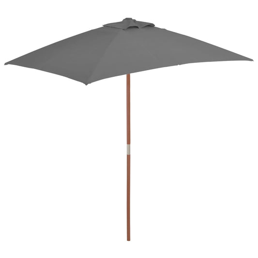 vidaXL Outdoor Parasol with Wooden Pole 150x200 cm Anthracite