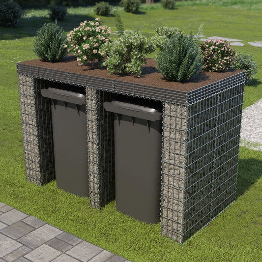 vidaXL Gabion Wall for Garbage Bin Galvanised Steel 190x100x130 cm
