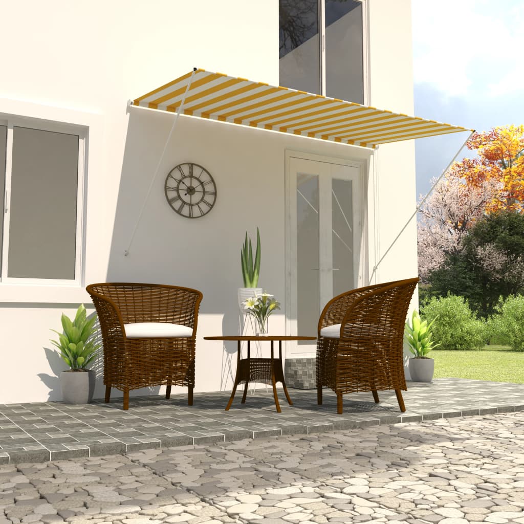 vidaXL Retractable Awning 250x150 cm Yellow and White