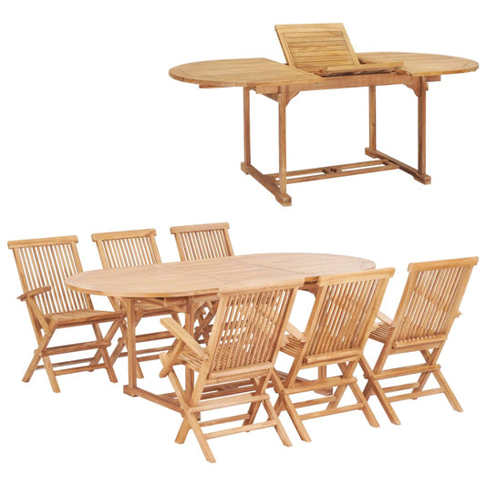 vidaXL 7 Piece Outdoor Dining Set 150-200x100x75 cm Solid Teak Wood