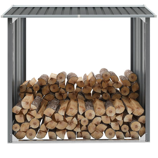 vidaXL Garden Log Storage Shed Galvanised Steel 172x91x154 cm Grey