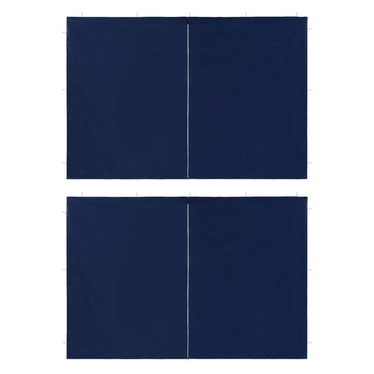 vidaXL Party Tent Sidewall 2 pcs with Zipper PE Blue