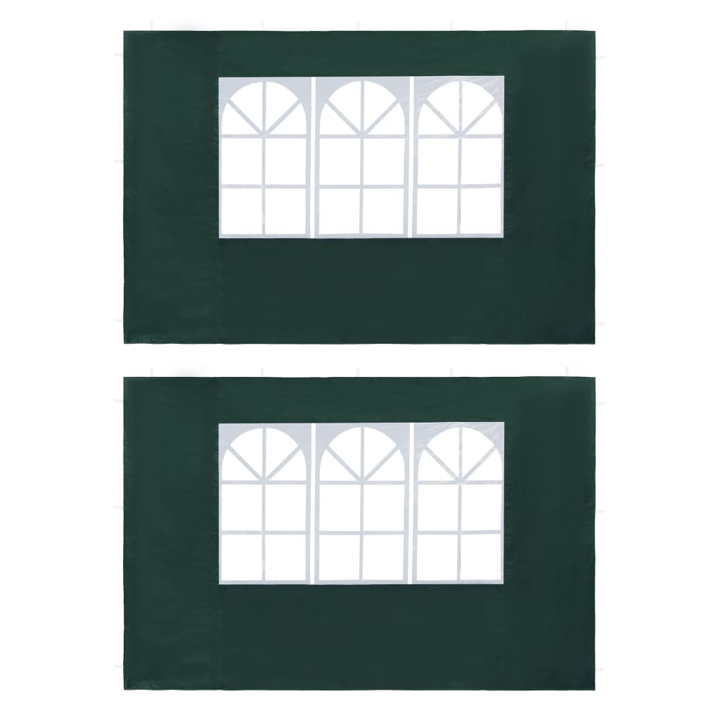 vidaXL Party Tent Sidewall 2 pcs with Window PE Green
