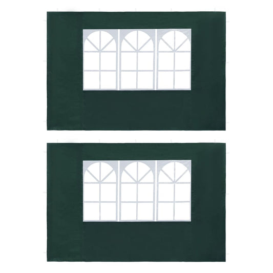 vidaXL Party Tent Sidewall 2 pcs with Window PE Green
