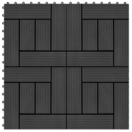 vidaXL 11 pcs Decking Tiles WPC 30x30 cm 1 sqm Black