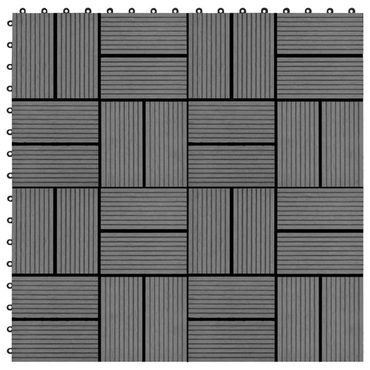 vidaXL 11 pcs Decking Tiles WPC 30x30 cm 1 sqm Grey