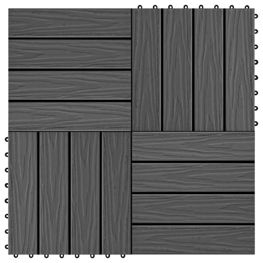 vidaXL 11 pcs Decking Tiles Deep Embossed WPC 30x30 cm 1 sqm Black