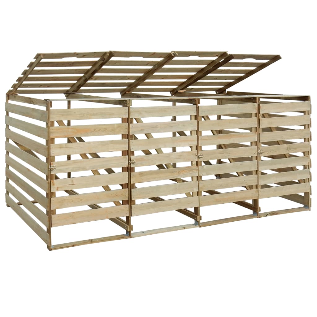 vidaXL Wheelie Bin Shed Quadruple Impregnated Pinewood 240 L