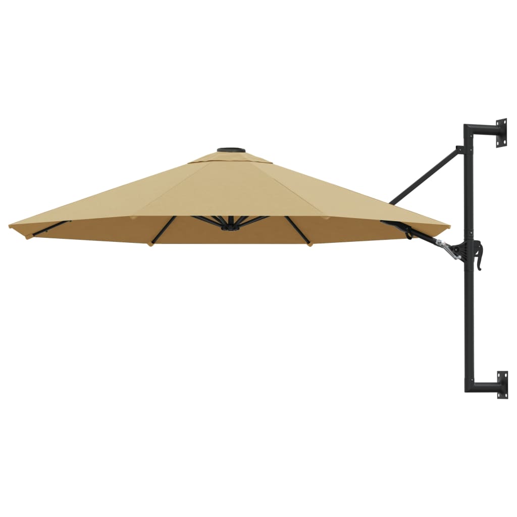 vidaXL Wall-Mounted Parasol with Metal Pole 300 cm Taupe