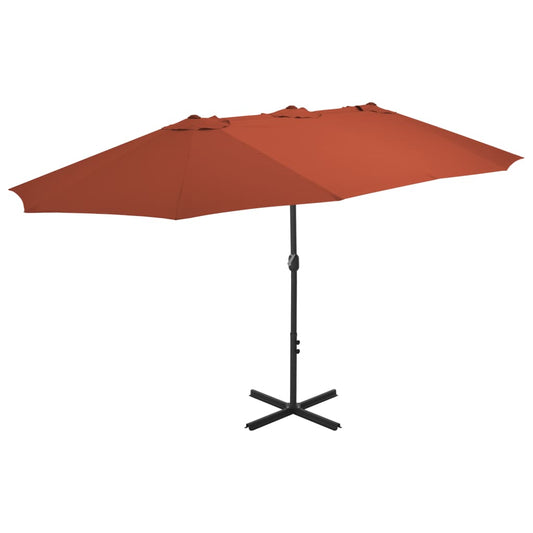 vidaXL Outdoor Parasol with Aluminium Pole 460x270 cm Terracotta