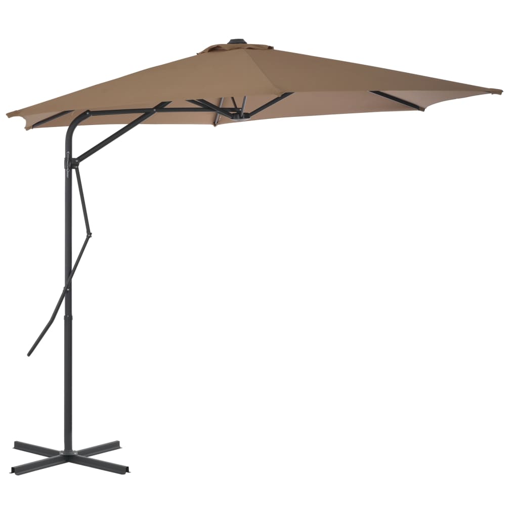 vidaXL Outdoor Parasol with Steel Pole 300 cm Taupe