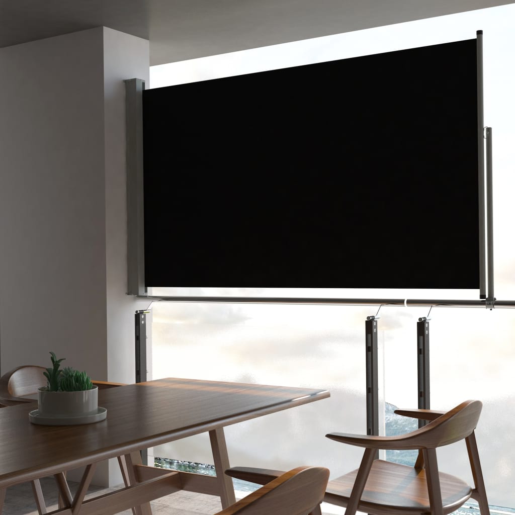 vidaXL Patio Retractable Side Awning 140 x 300 cm Black