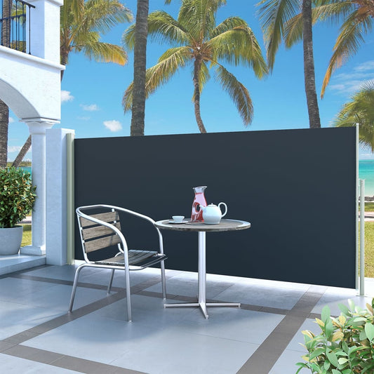 vidaXL Retractable Side Awning 140 x 300 cm Black