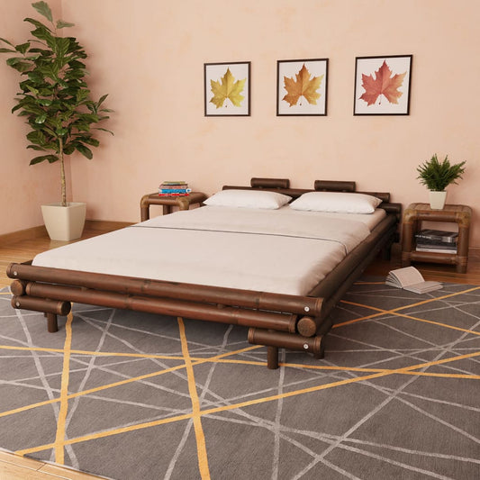 vidaXL Bed Frame Dark Brown Bamboo 140x200 cm