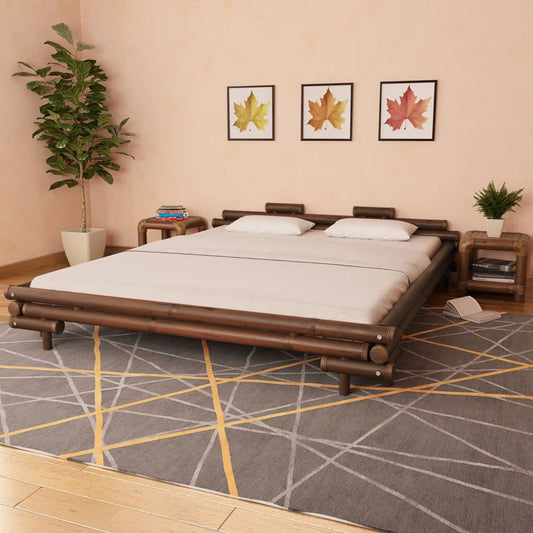 vidaXL Bed Frame Dark Brown Bamboo 180x200 cm 6FT Super King
