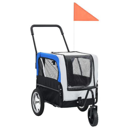 vidaXL 2-in-1 Pet Bike Trailer & Jogging Stroller Grey and Blue