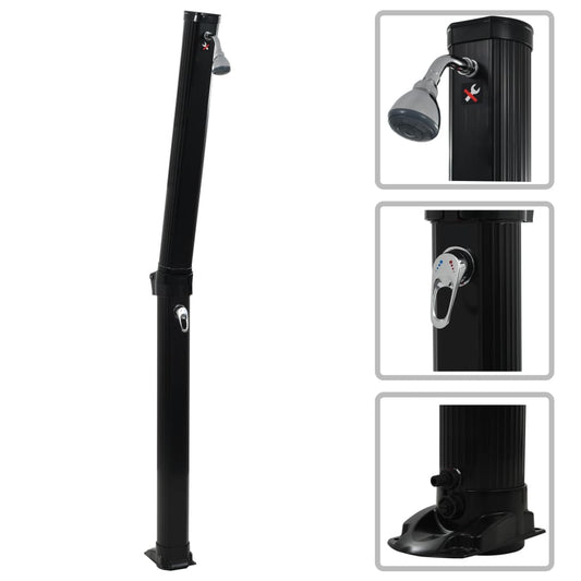 vidaXL Foldable Solar Shower Black 214 cm 23 L
