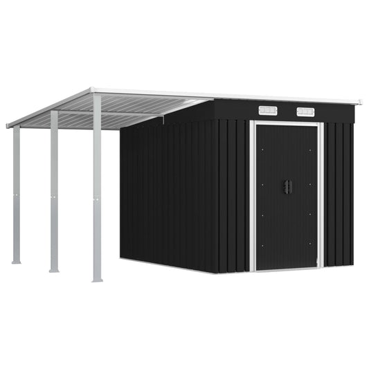 vidaXL Garden Shed with Extended Roof Anthracite 346x236x181 cm Steel