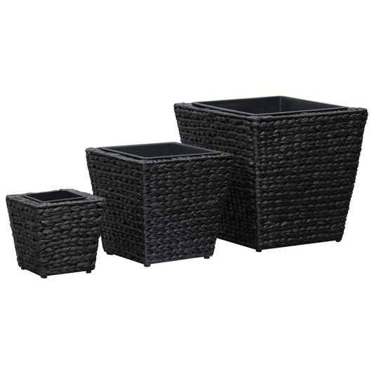 vidaXL Garden Raised Beds 3 pcs Water Hyacinth Black