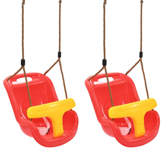 vidaXL Baby Swings 2 pcs with Safety Belt PP Red