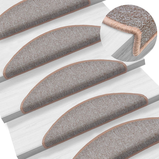 vidaXL Carpet Stair Treads 15 pcs Light Brown 56x17x3 cm
