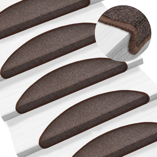 vidaXL Carpet Stair Treads 15 pcs Coffee Brown 56x17x3 cm