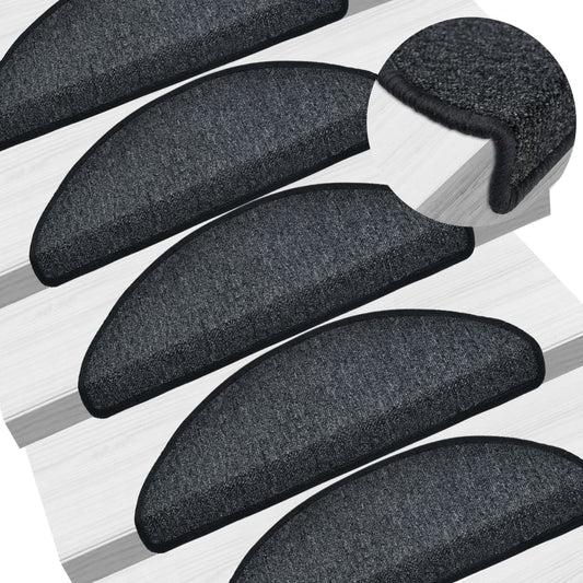vidaXL Carpet Stair Treads 15 pcs Anthracite 65x24x4 cm