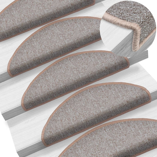 vidaXL Carpet Stair Treads 15 pcs Light Brown 65x24x4 cm