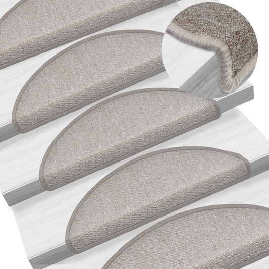 vidaXL Carpet Stair Treads 15 pcs Taupe 65x24x4 cm