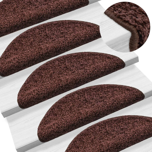 vidaXL Carpet Stair Treads 15 pcs Brown 65x21x4 cm