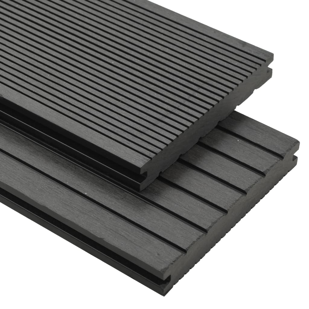 vidaXL WPC Solid Decking Boards with Accessories 16 mŒ_ 2.2 m Grey