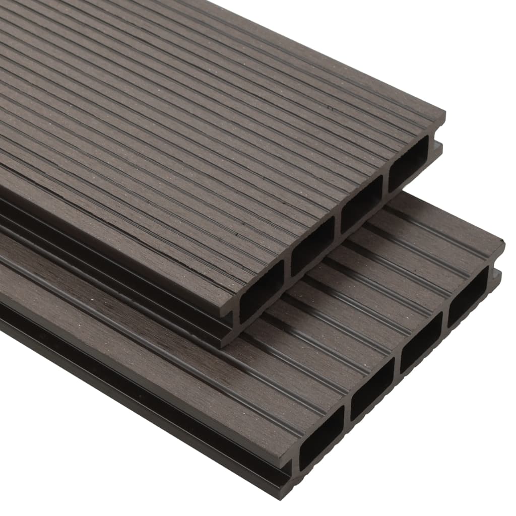 vidaXL WPC Hollow Decking Boards with Accessories 20mŒ_ 2.2m Dark Brown