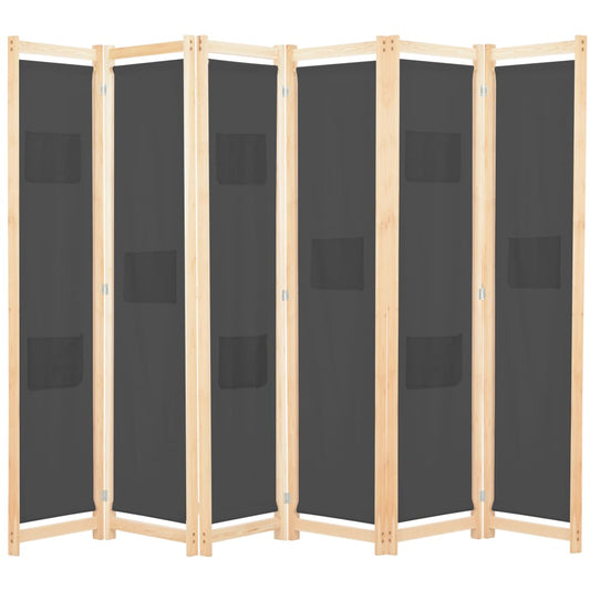 vidaXL 6-Panel Room Divider Grey 240x170x4 cm Fabric