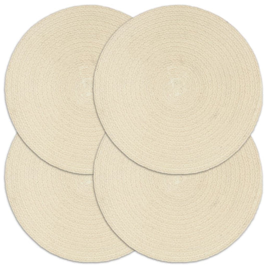 vidaXL Placemats 4 pcs Plain Natural 38 cm Round Cotton