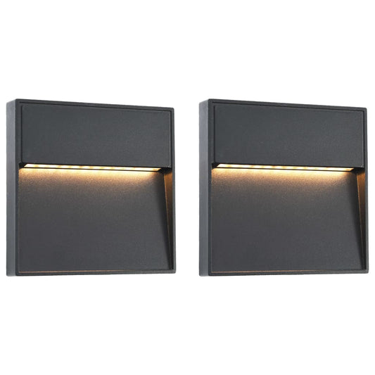 vidaXL Outdoor LED Wall Lights 2 pcs 3 W Black Square