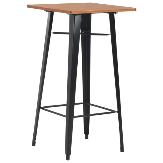 vidaXL Bar Table Black 60x60x108 cm Solid Pine Wood Steel